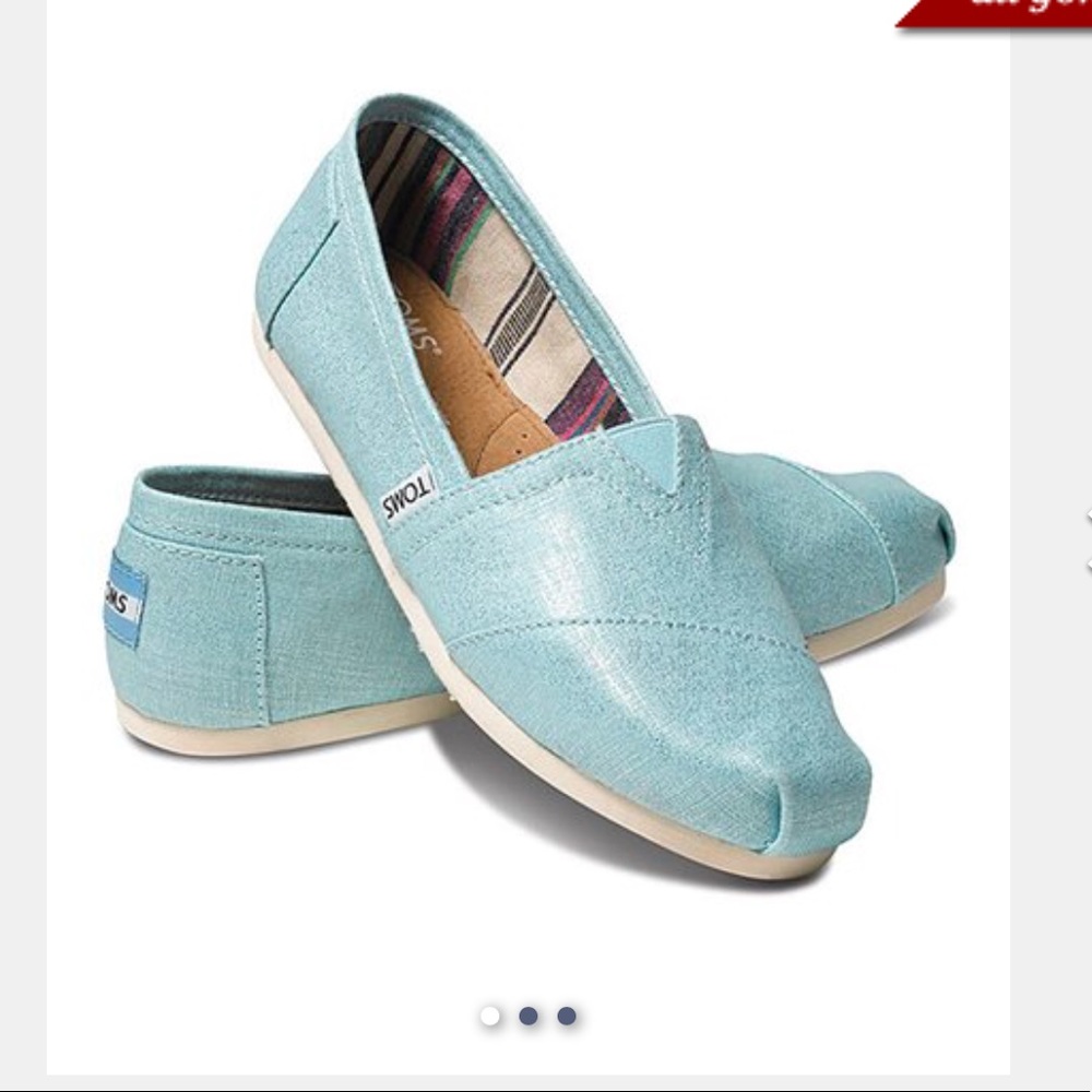 Turquoise metallic linen size 10 TOMS ! Brand new
